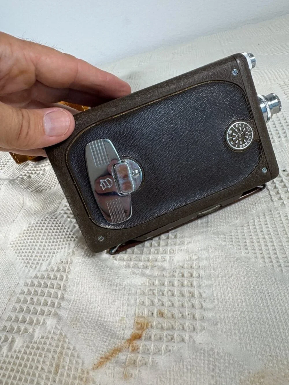 Vintage Bell and Howell Filmo Auto Load 8mm Movie Camera With Brown Leather Case